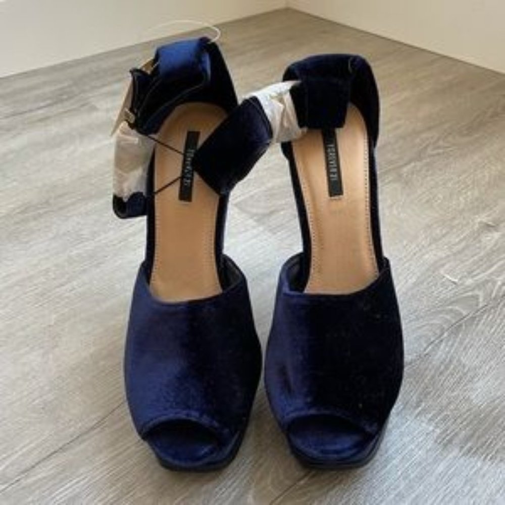 F21 Royal Blue Open Toe Heels with Straps